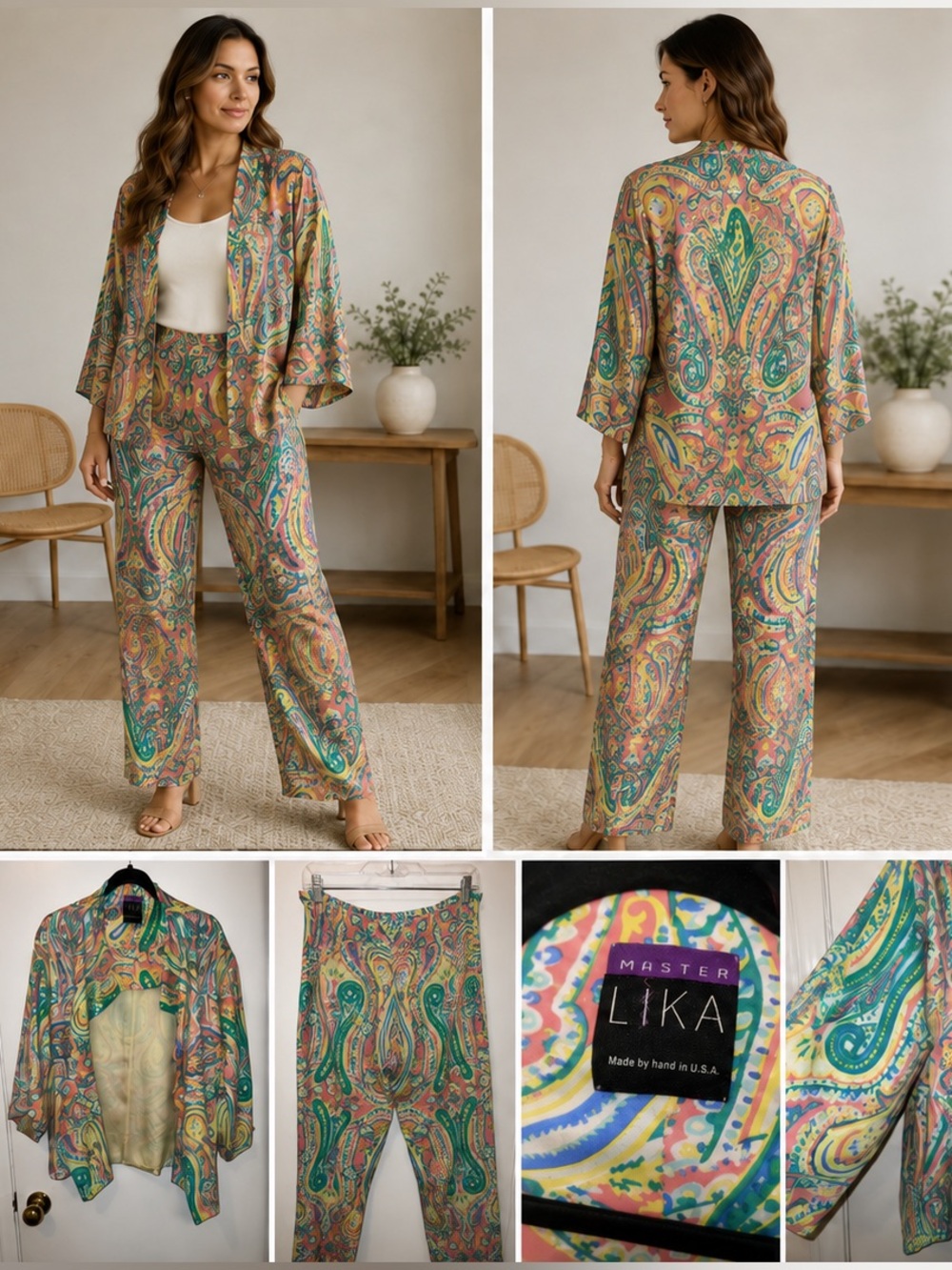 Master Lika Paisley Wide-Leg Pants in Multicolor